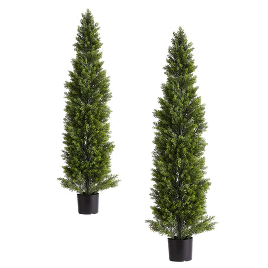 Artificial Topiary Cedar Trees Two Piece Faux Pine Plants
