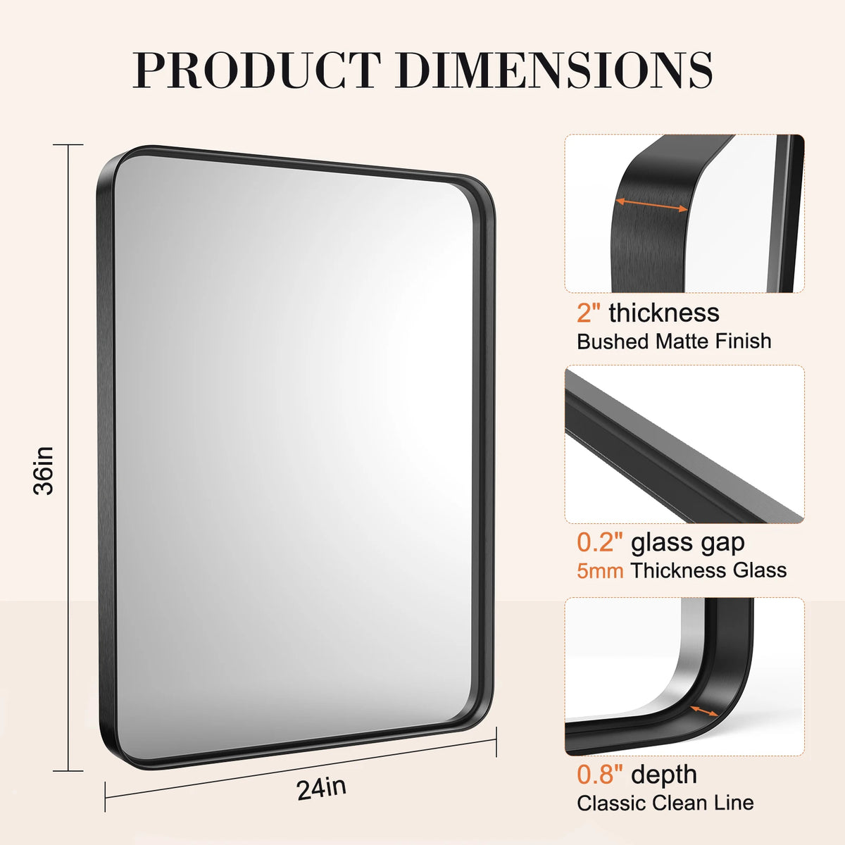 JHK Modern Metal Framed Wall Mirror For Living Room