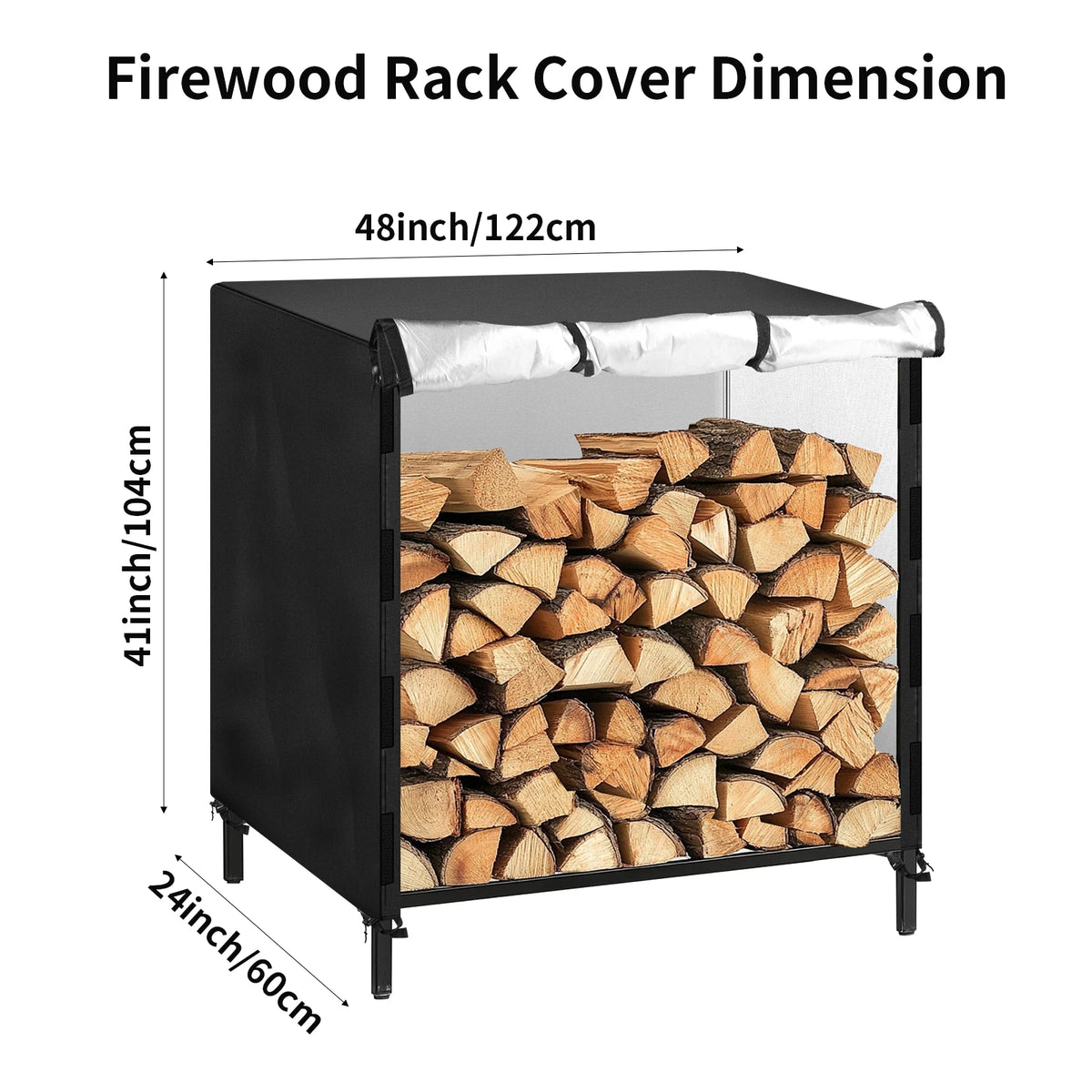 Waterproof Heavy Duty Firewood Rack Cover With Secure Buckle Straps
