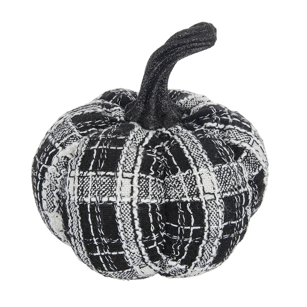 Set of 2 Fabric Lighted Plaid Pumpkins for Halloween Decor