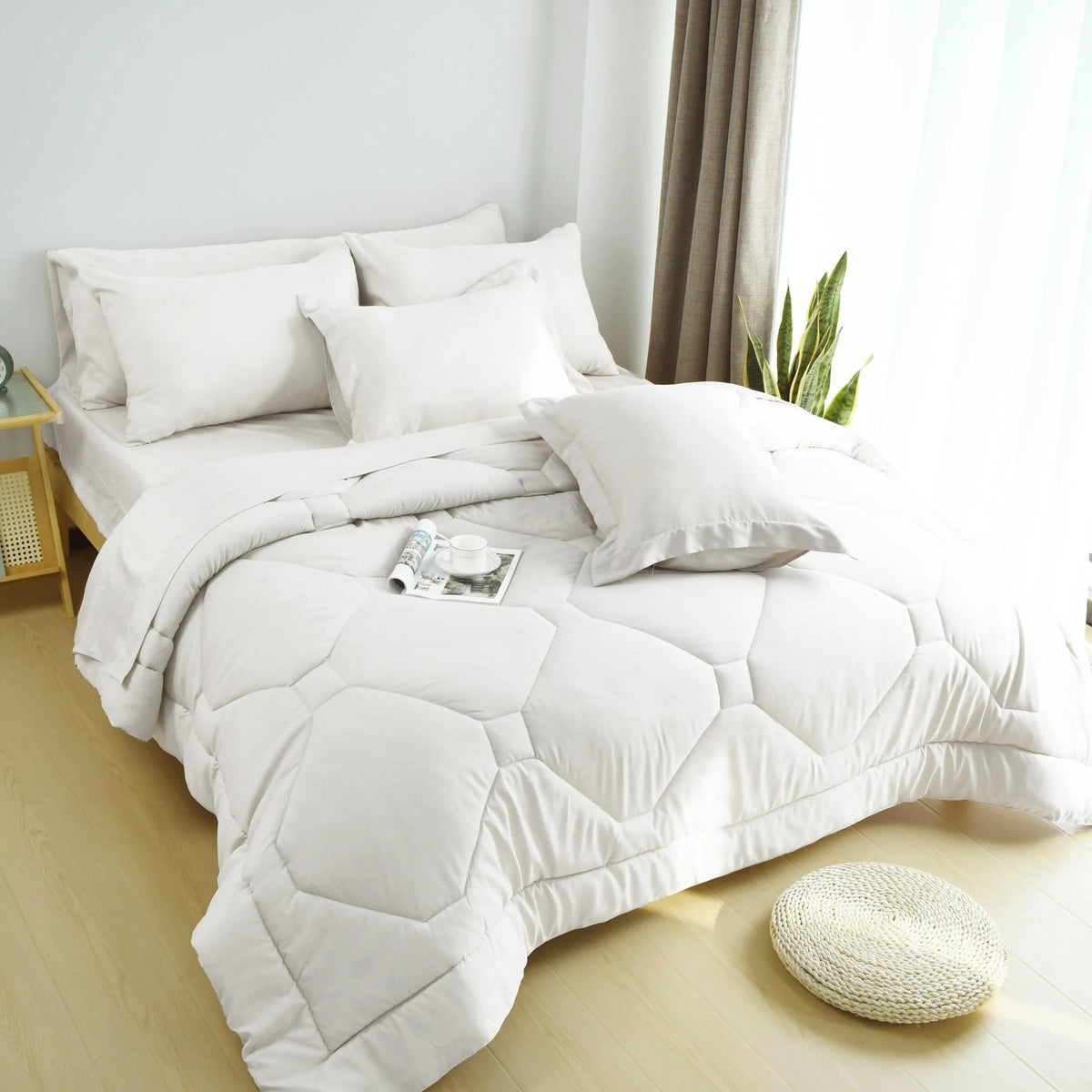 Modern Microfiber Comforter Set With Sheets Complete Bedding Set