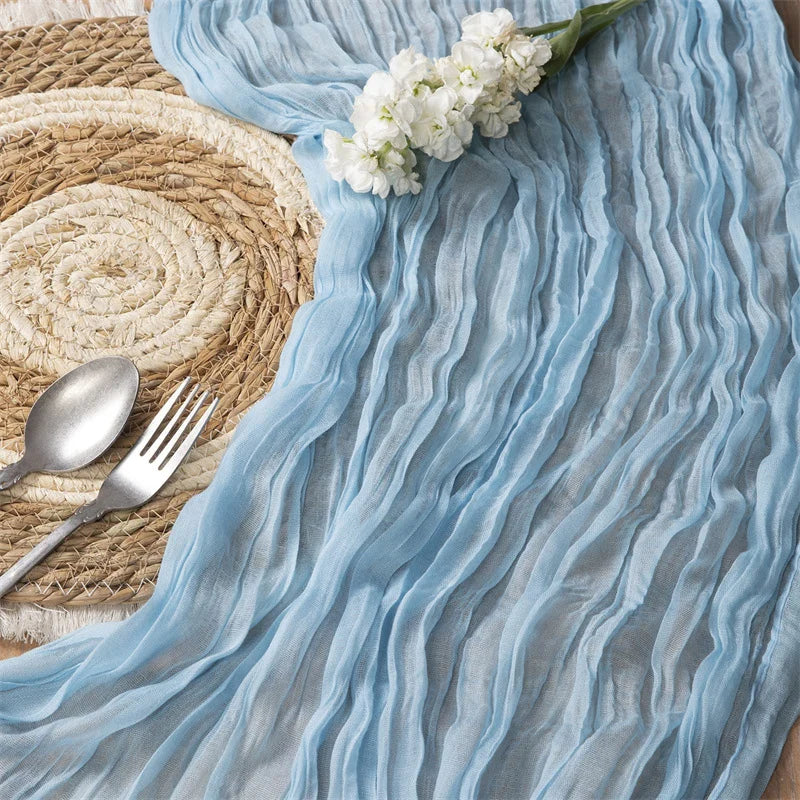 90x300 cm Knit Cloth Table Runner Wedding Birthday Party Banquet Decoration Gauze Fabric Voile Table Cloth Twist Table Cover