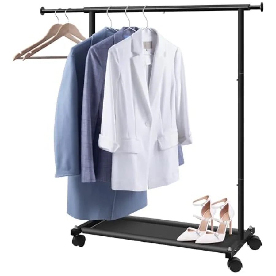 Bamboo Rolling Garment Rack Clothes Storage Organizer
