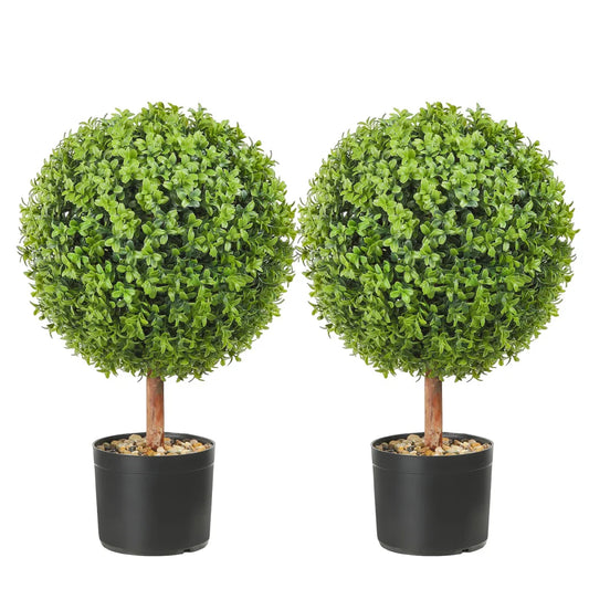 Artificial Boxwood Ball Plants In Pots With Decorative Butterflies