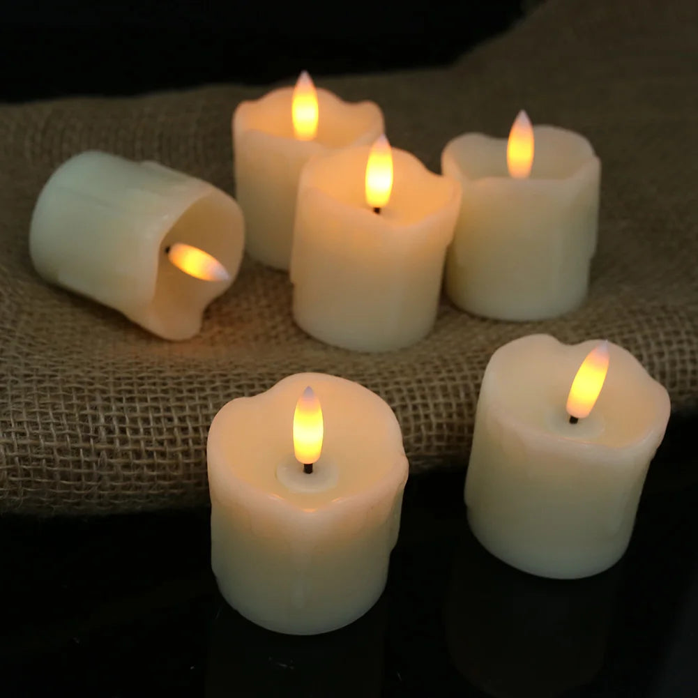 6Pc Real Wax Coated LED Tea Light Candle with Remote Timer 300+Hour Realistic Black Wick Battery Operated Candles for Wedding Christmas Table Decor
