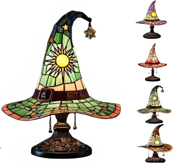 Witch Hat Resin Lamp Gothic Halloween Table Decor Night Light