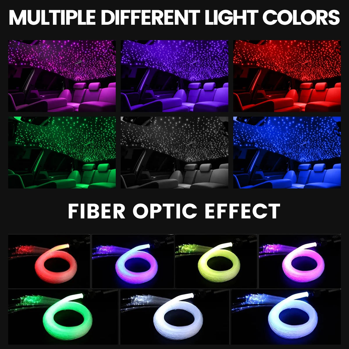 VASTFIRE RGBW Fiber Optic Star Ceiling Light Kit Music Sync