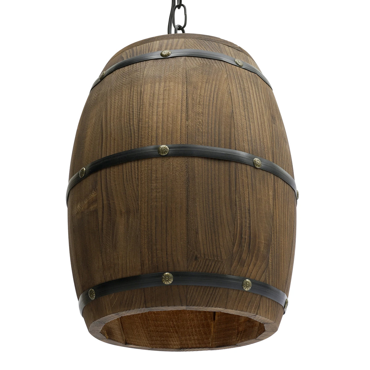 Retro Wood Barrel Pendant Light Industrial Vintage Chandelier For Home and Cafe Lights