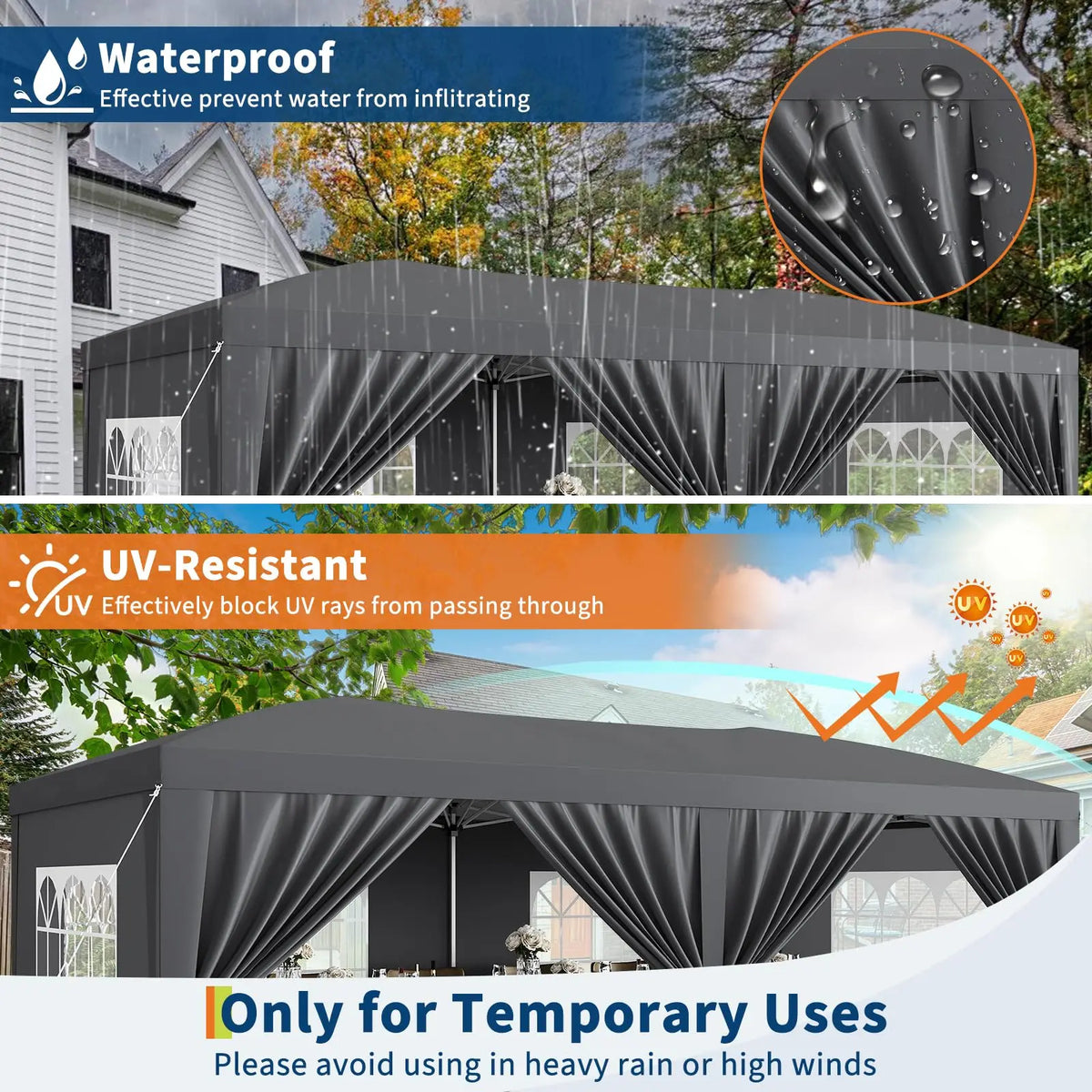 HiMISS Commercial Pop Up Canopy Tent With Six Removable Sidewalls