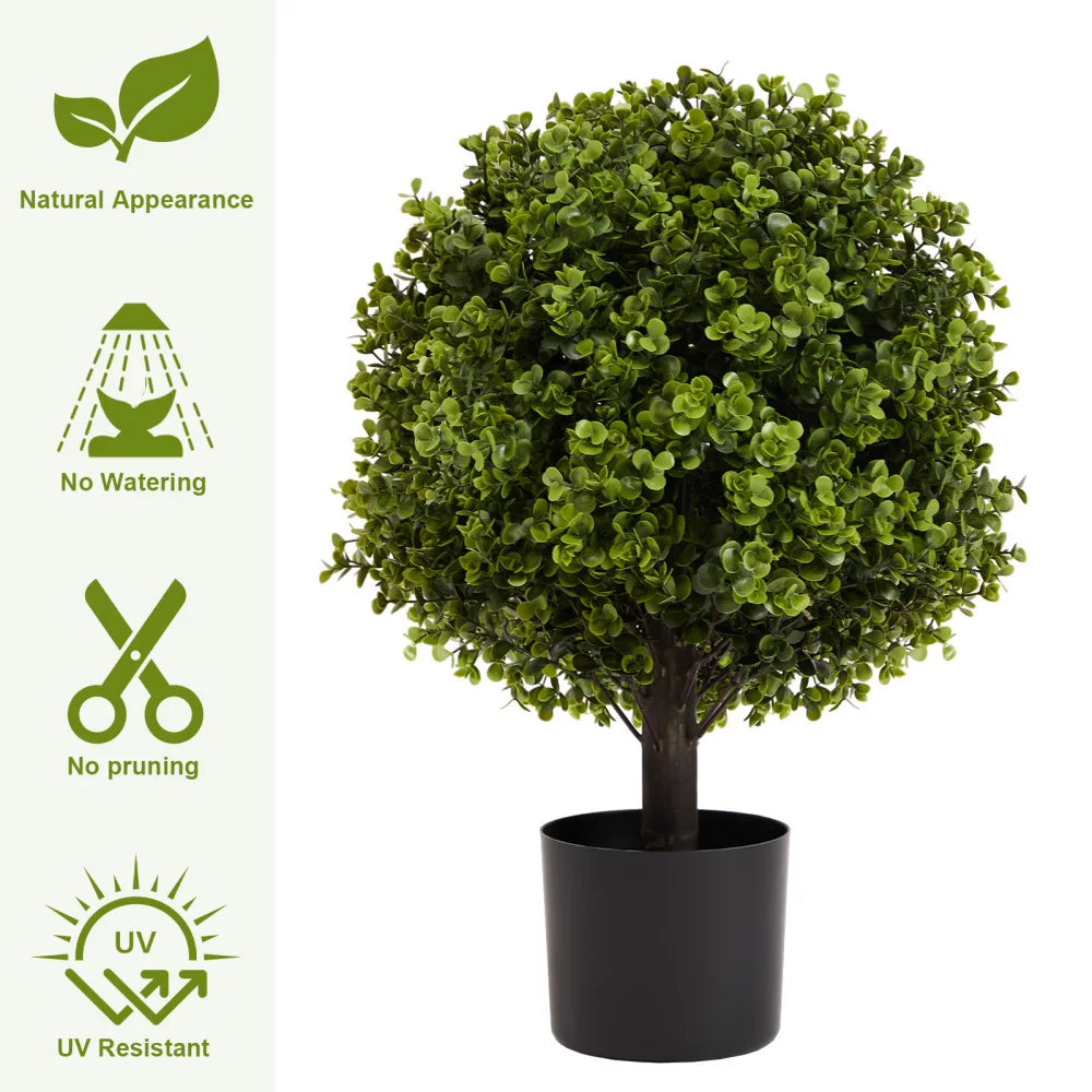 Artificial Boxwood Topiary Ball Tree In Pot Home Garden Decor