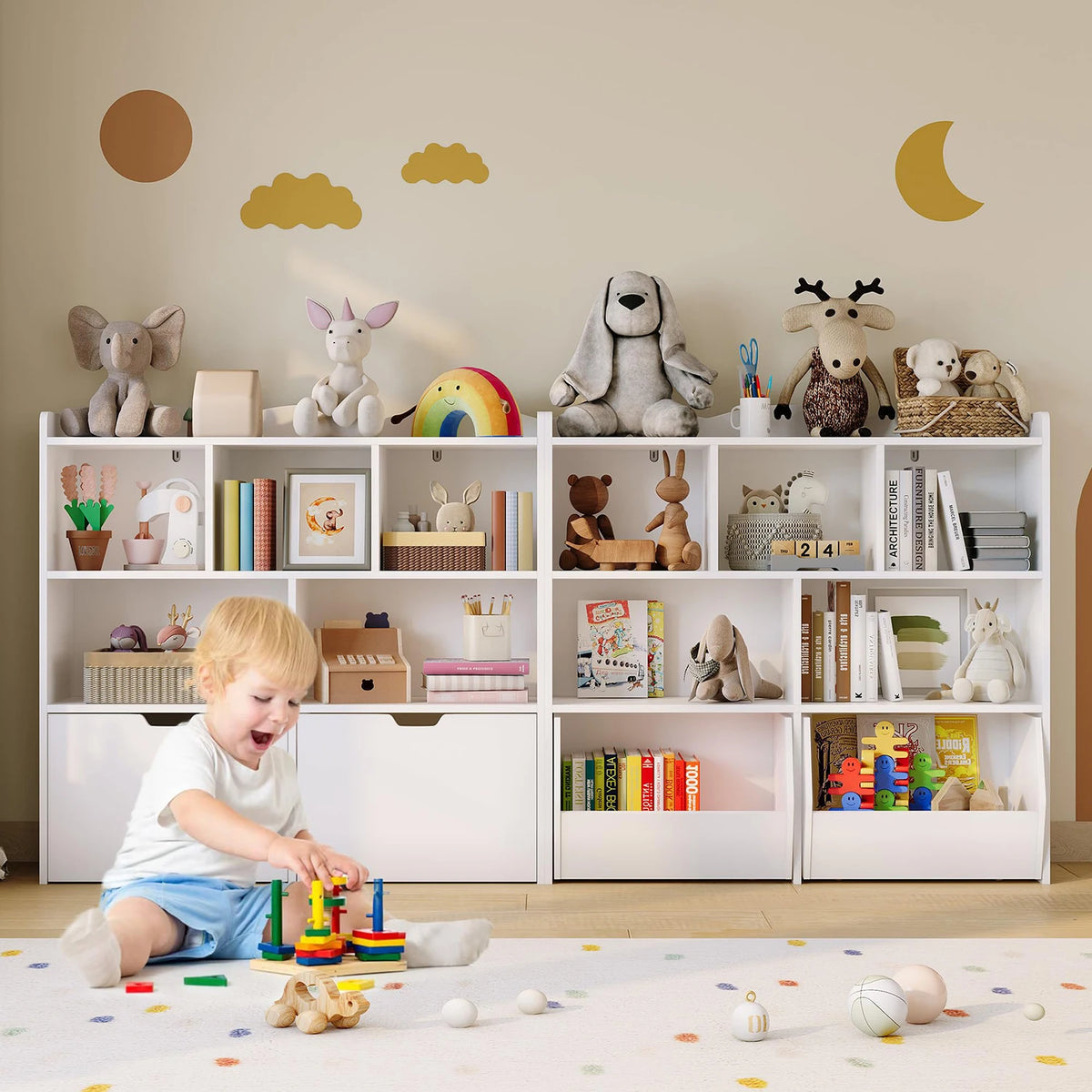 HiMISS Toy Storage Organizer With Rolling Drawers And Open Cubbies