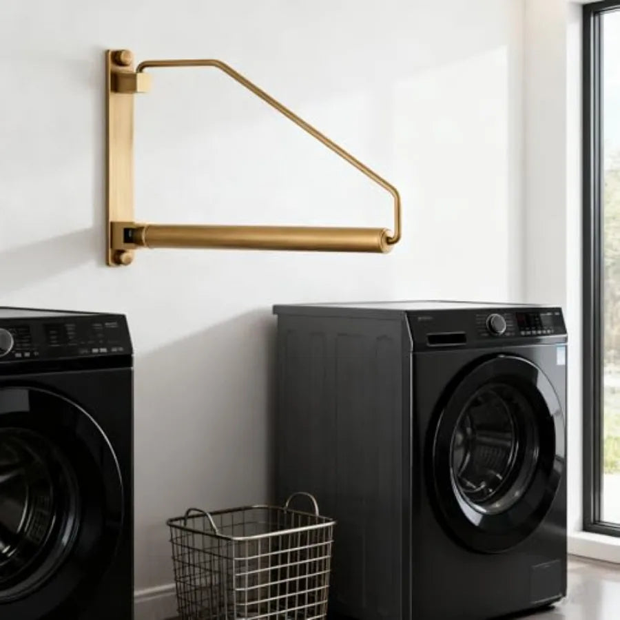 Folding Wall Mounted Brass Clothes Hanger Rack With Swing Arm