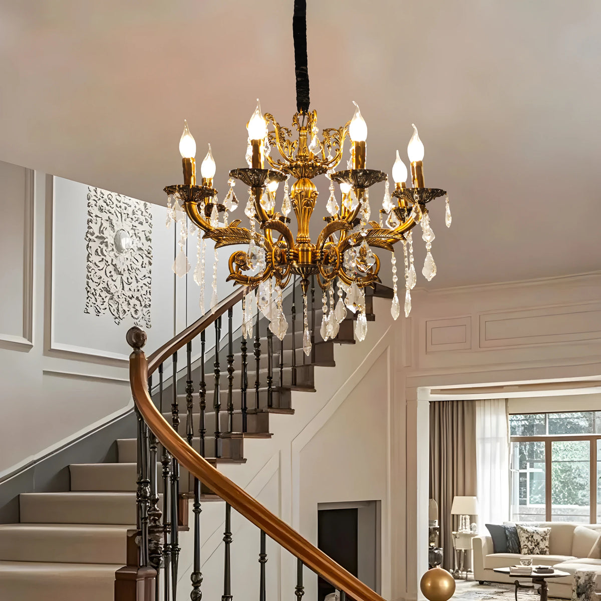 Vintage Crystal Chandelier Ceiling Light Pendant Fixture With Bulbs