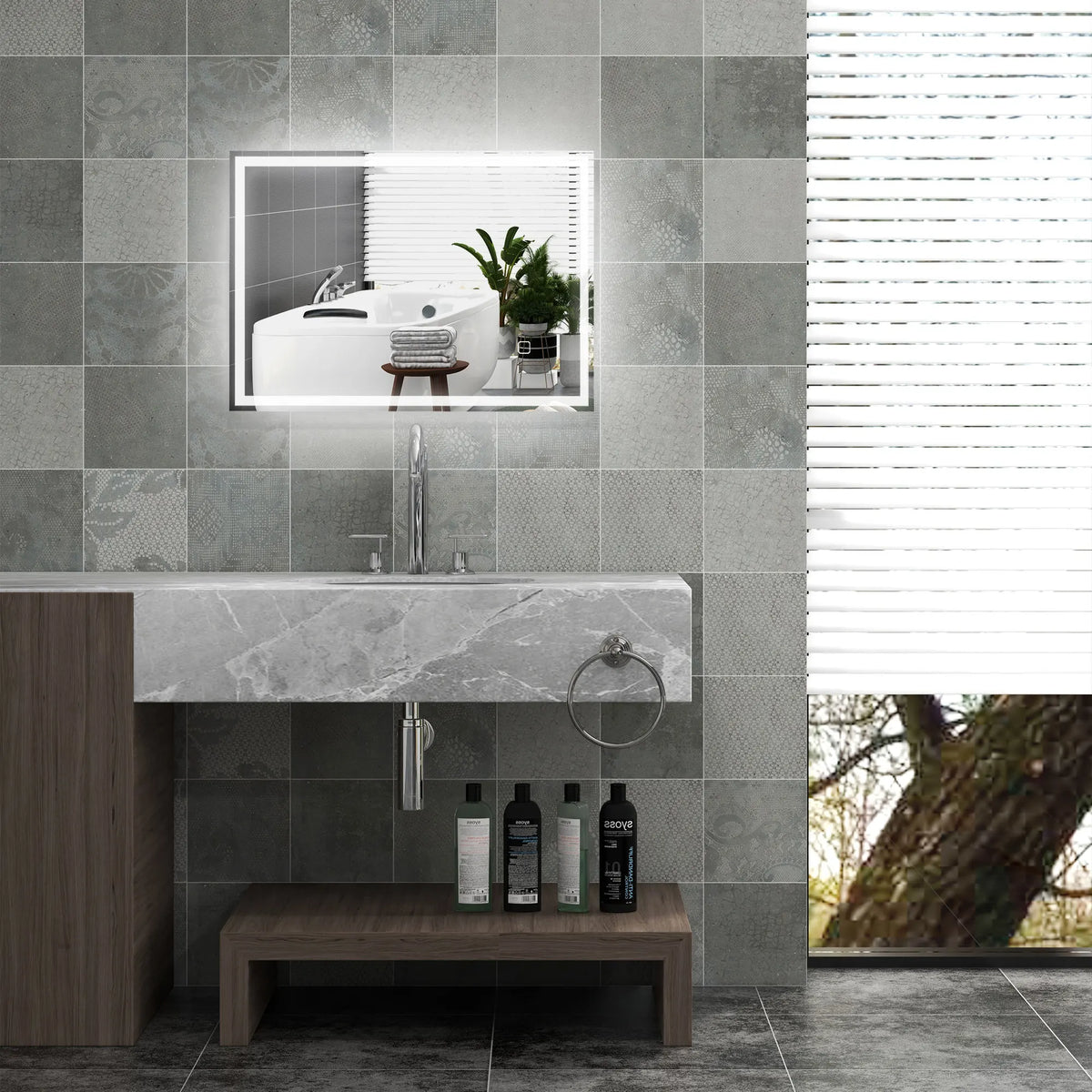 HOMCOM Dimmable LED Bathroom Vanity Mirror With Touch Memory