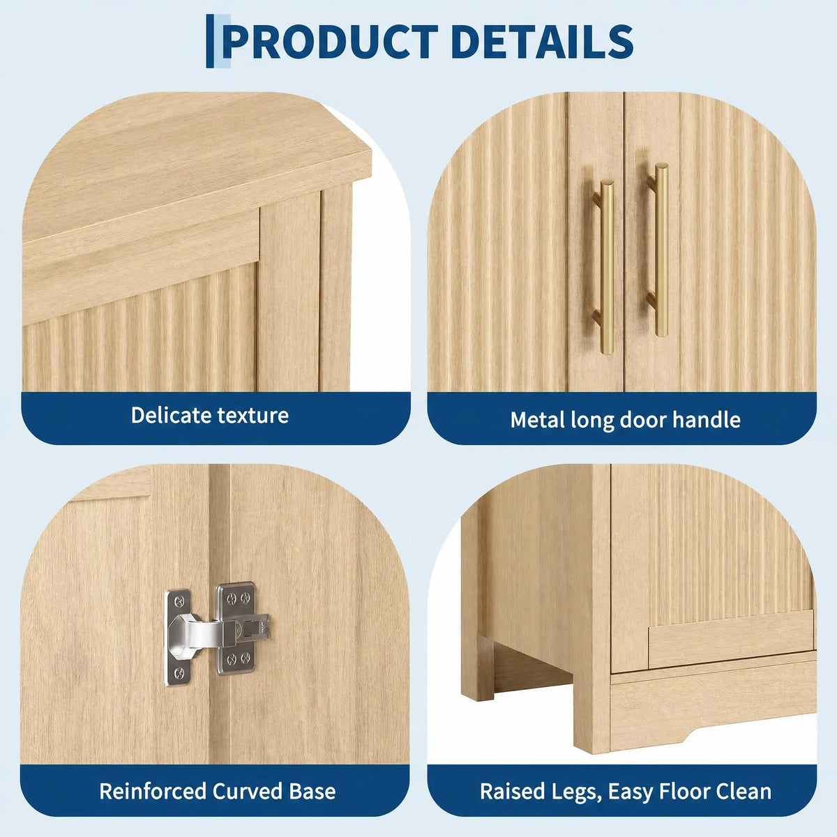HiMISS Fluted Sideboard Cabinet With Adjustable Shelves And Wine Rack