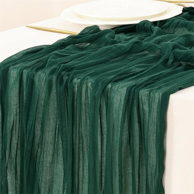 90x300 cm Knit Cloth Table Runner Wedding Birthday Party Banquet Decoration Gauze Fabric Voile Table Cloth Twist Table Cover