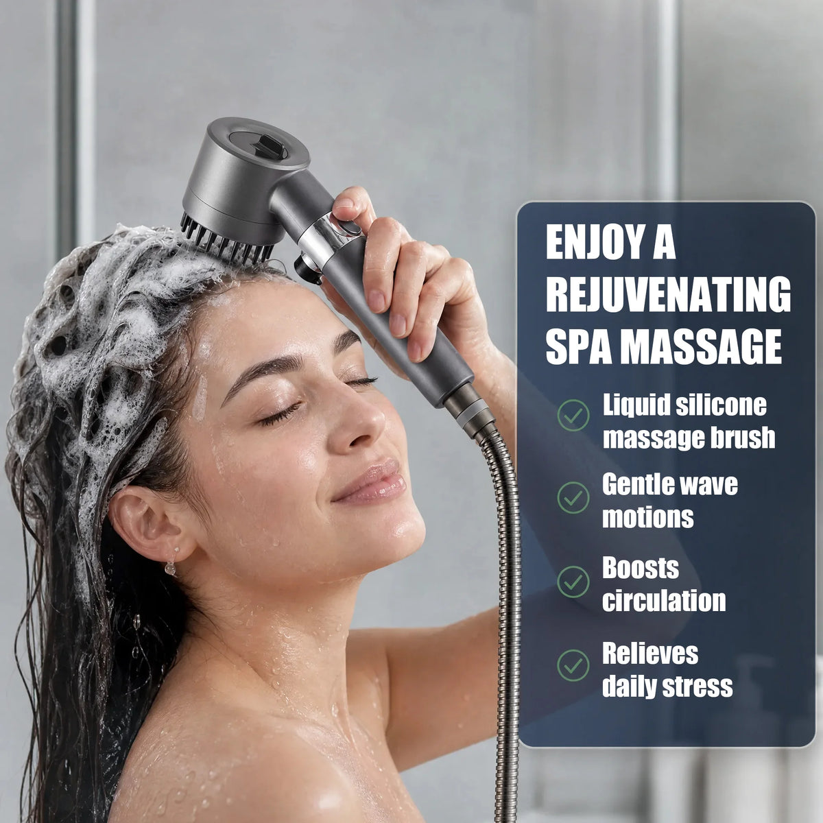 4-in-1 Filtered Shower Head with 4 Replacement Filters, High Pressure Water Saving Showerhead with ON/OFF Pause Button, 3 Spray Modes for Bathroom Spa