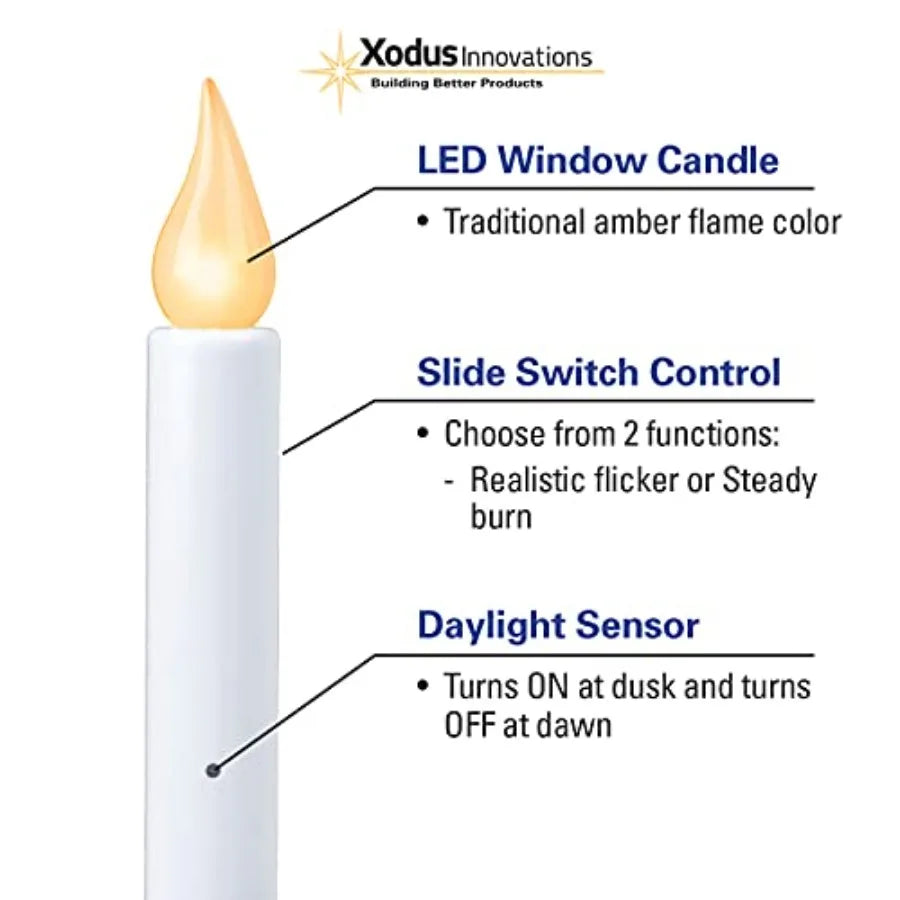 Battery Operated Led Dusk To Dawn Window Candle Set