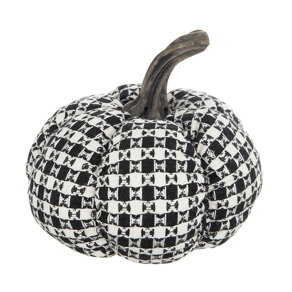 Fabric Plaid Pumpkin Decorations Set of 2 for Halloween Holiday
