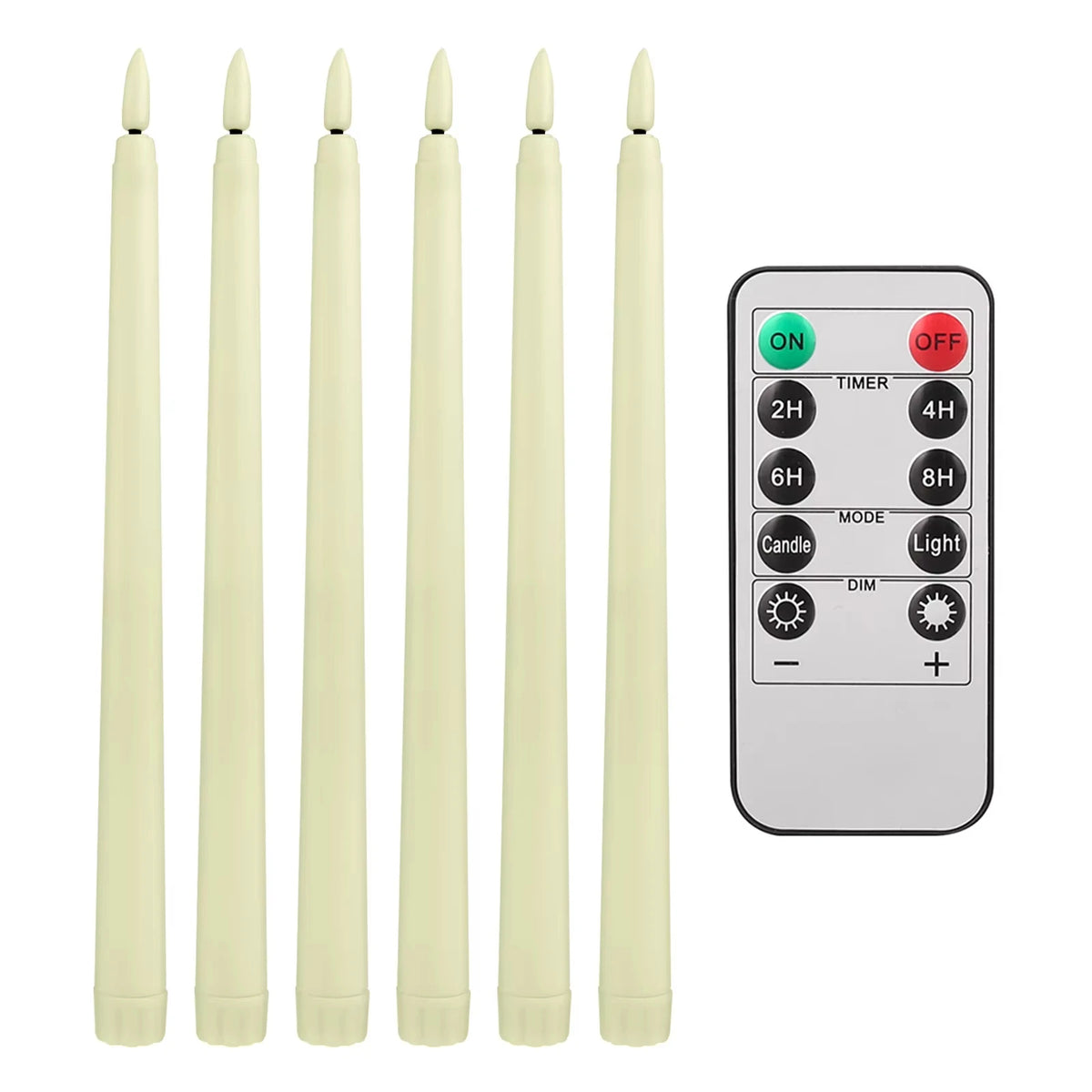 LED Flameless Taper Candles With Flickering Light And Remote Control