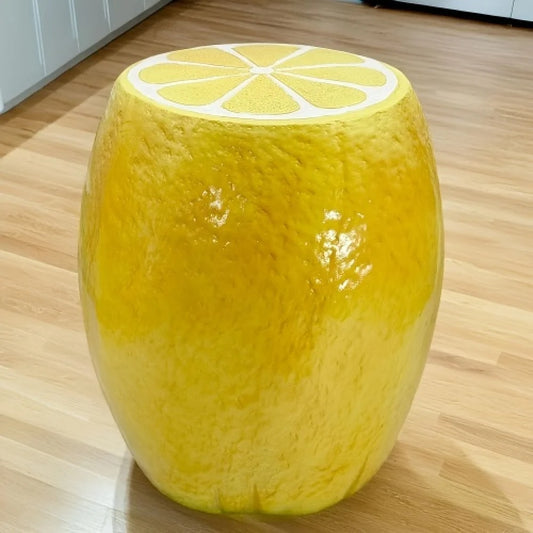Lemon Fruit Stool Resin Side Table Plant Stand Indoor Outdoor Decor