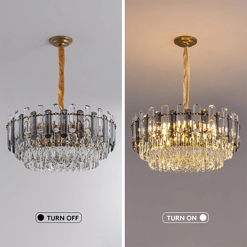 PIBAOGU Modern K9 Crystal Chandelier for Dining and Living Rooms