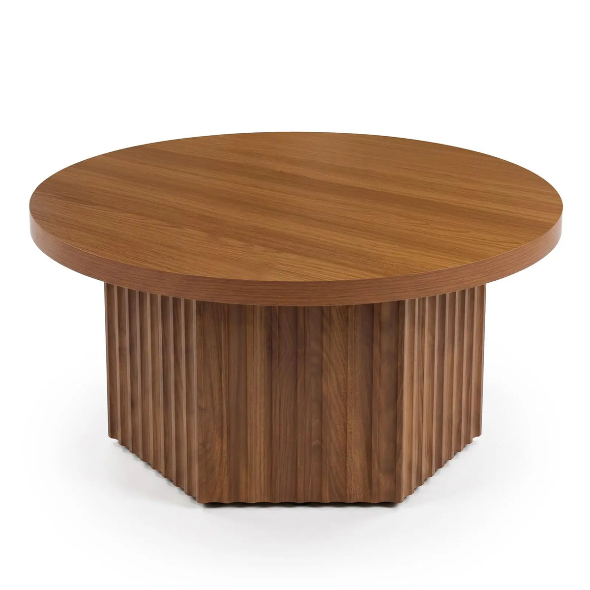 HiMISS Modern Fluted Wood Pedestal Coffee Table for Living Rooms