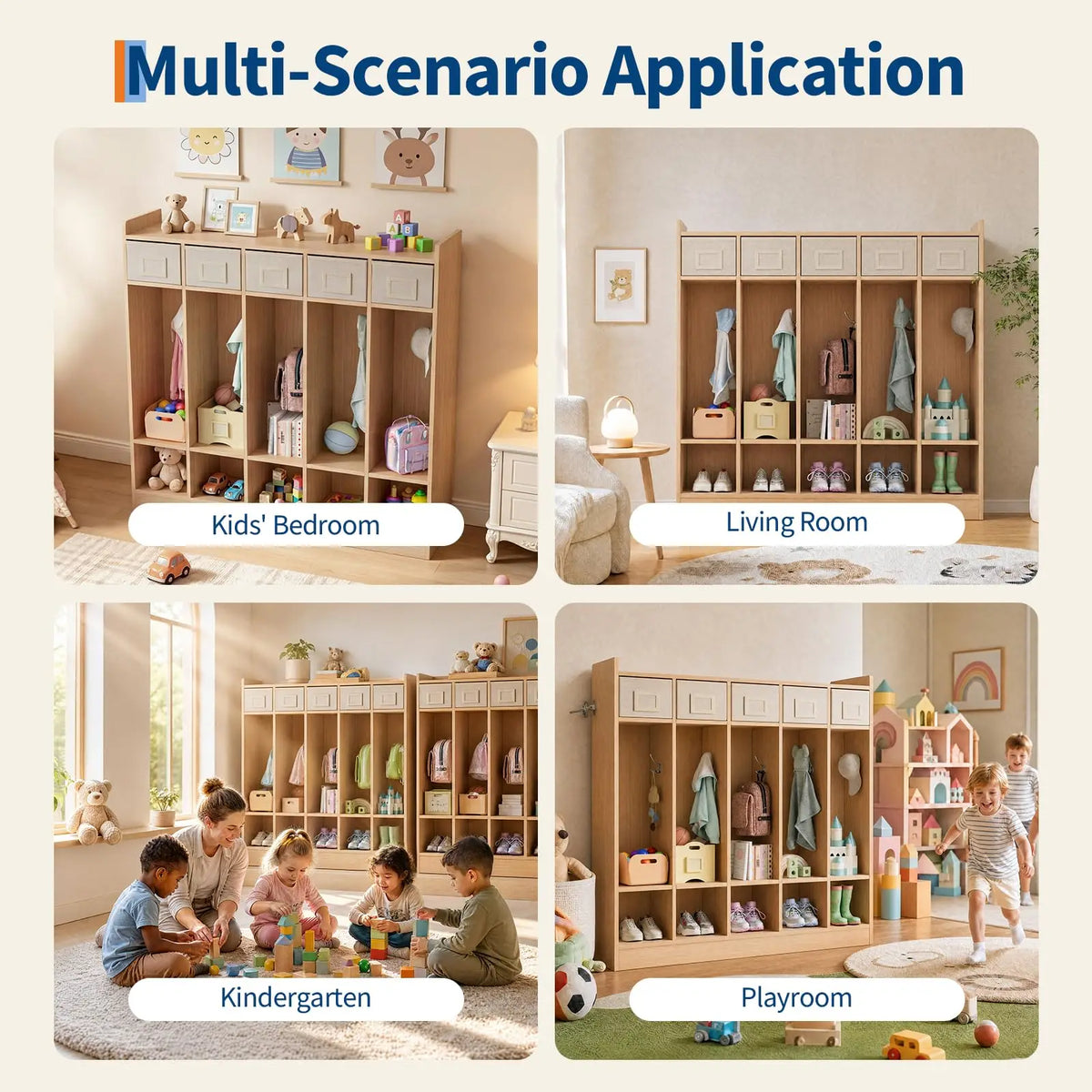 HiMISS Classroom Coat Locker With Cubbies And Hooks