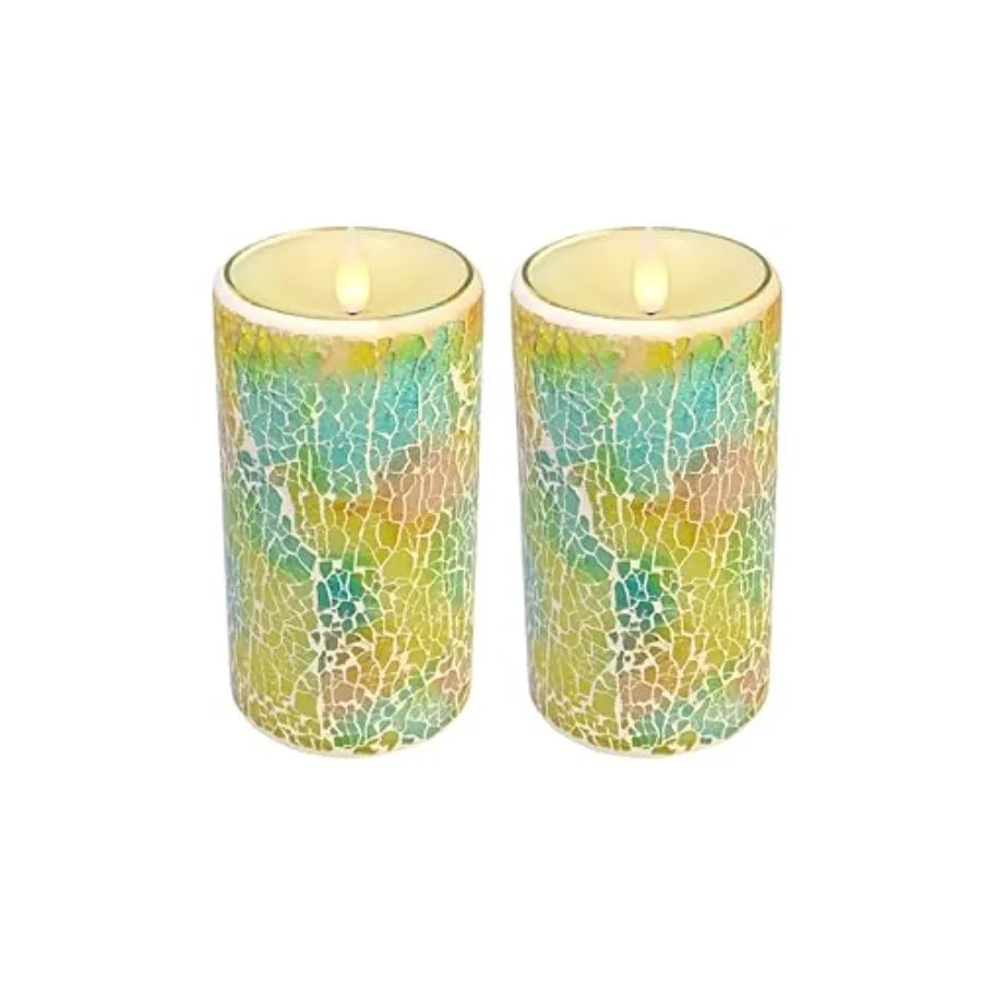 Glass Flameless Pillar Candles With Led Flickering Flames And Remote Timer