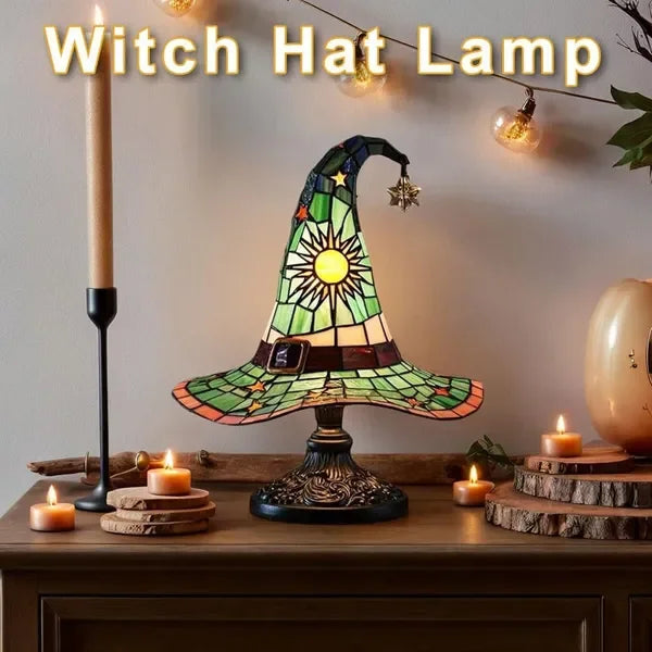 Witch Hat Resin Lamp Gothic Halloween Table Decor Night Light