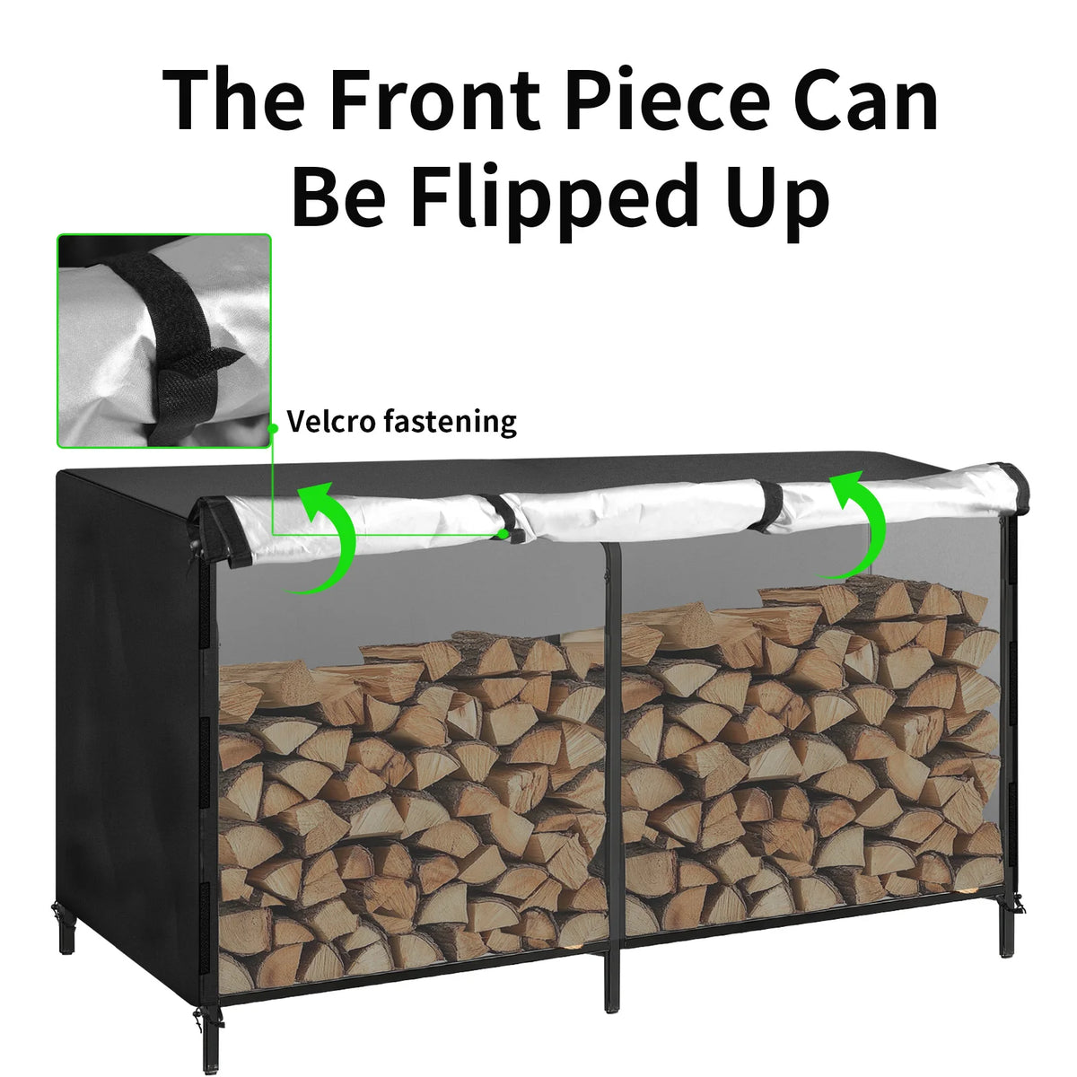 Waterproof Heavy Duty Firewood Rack Cover With Secure Buckle Straps