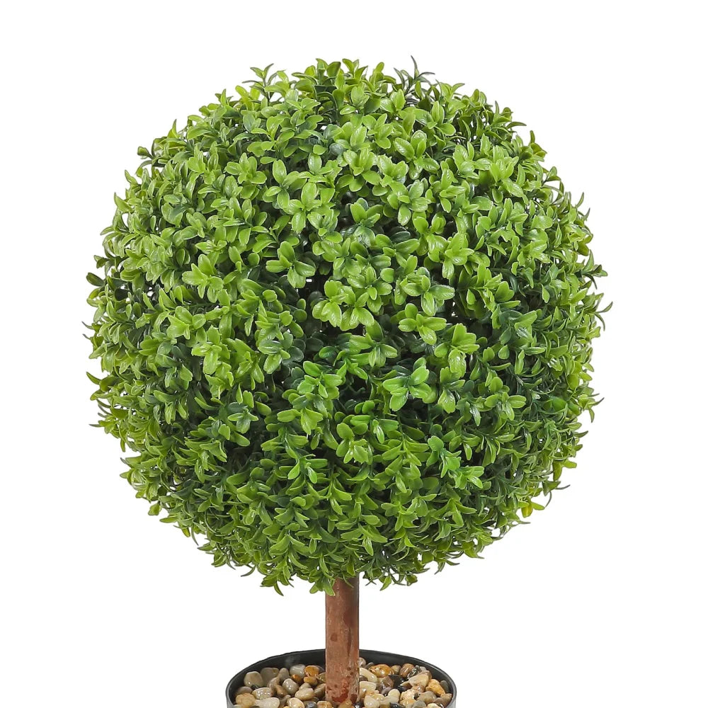 Artificial Boxwood Ball Plants In Pots With Decorative Butterflies