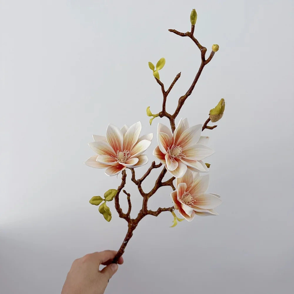 70cm Magnolia Artificial Flower Touch Feeling Faux Gradient Lotus Flower Branch Living Room Decoration Wedding