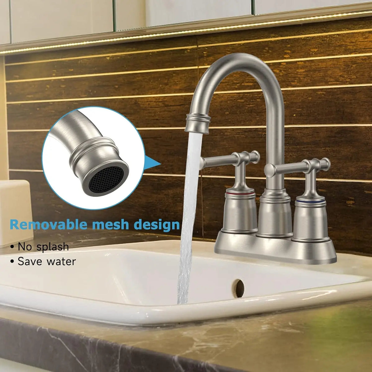 Twister Ck Dual Handle Bathroom Basin Faucet With Swivel Spout