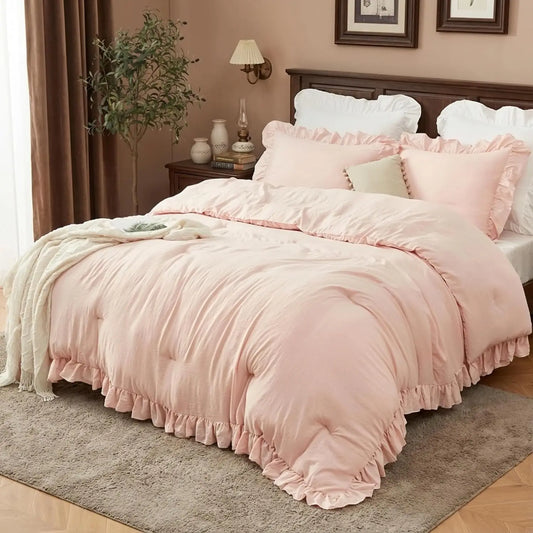 TWISTER.CK Ruffled Microfiber Comforter Set for All Season Bedding
