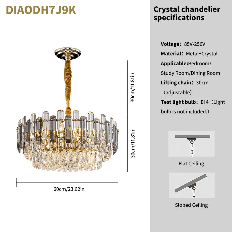 PIBAOGU Modern K9 Crystal Chandelier for Dining and Living Rooms