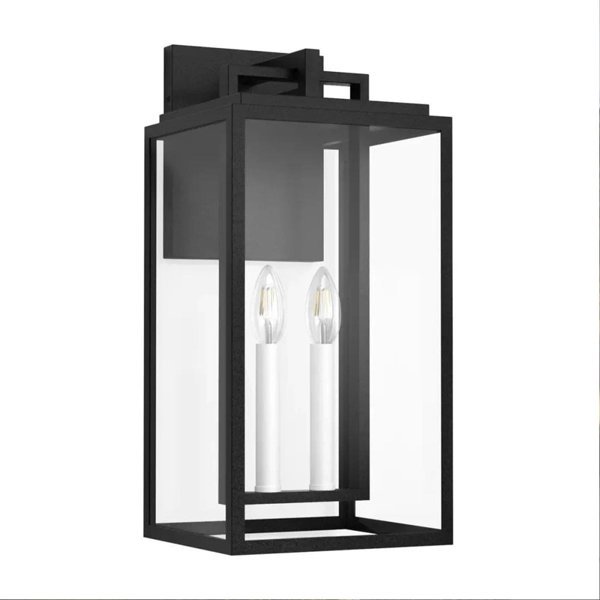 Two Light Dimmable Outdoor Wall Light With Clear Tempered Glass