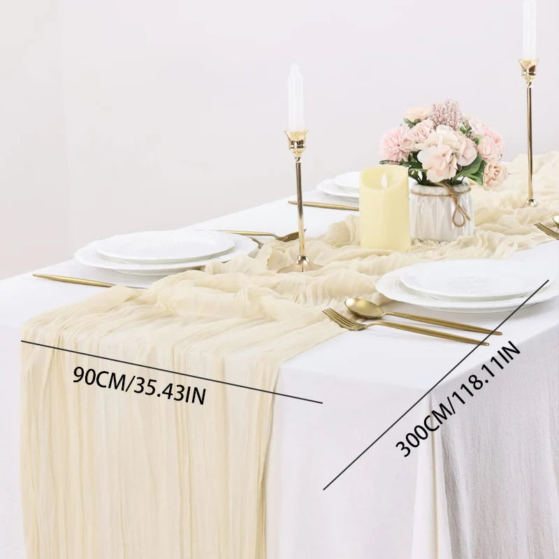 90x300 cm Knit Cloth Table Runner Wedding Birthday Party Banquet Decoration Gauze Fabric Voile Table Cloth Twist Table Cover
