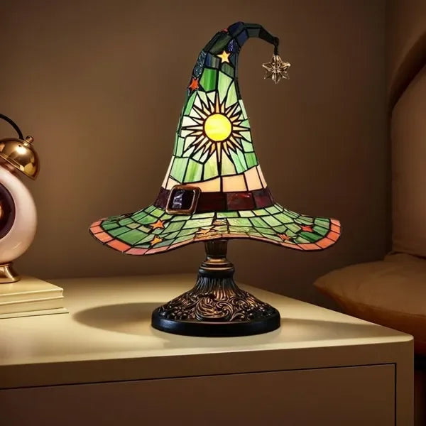 Witch Hat Resin Lamp Gothic Halloween Table Decor Night Light