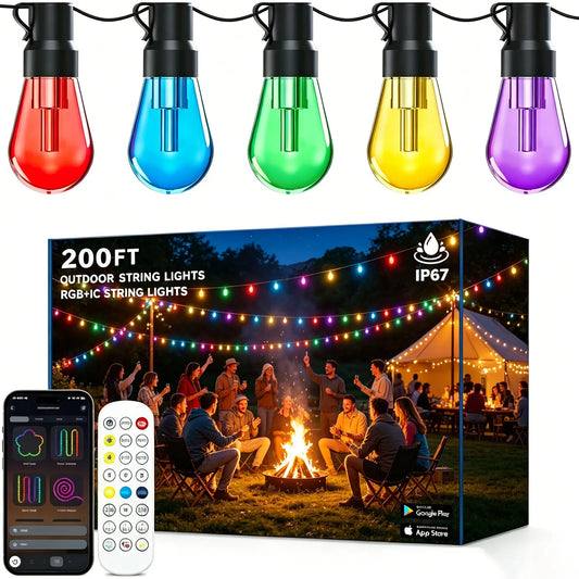 Waterproof Outdoor Smart LED String Lights With App Remote Control