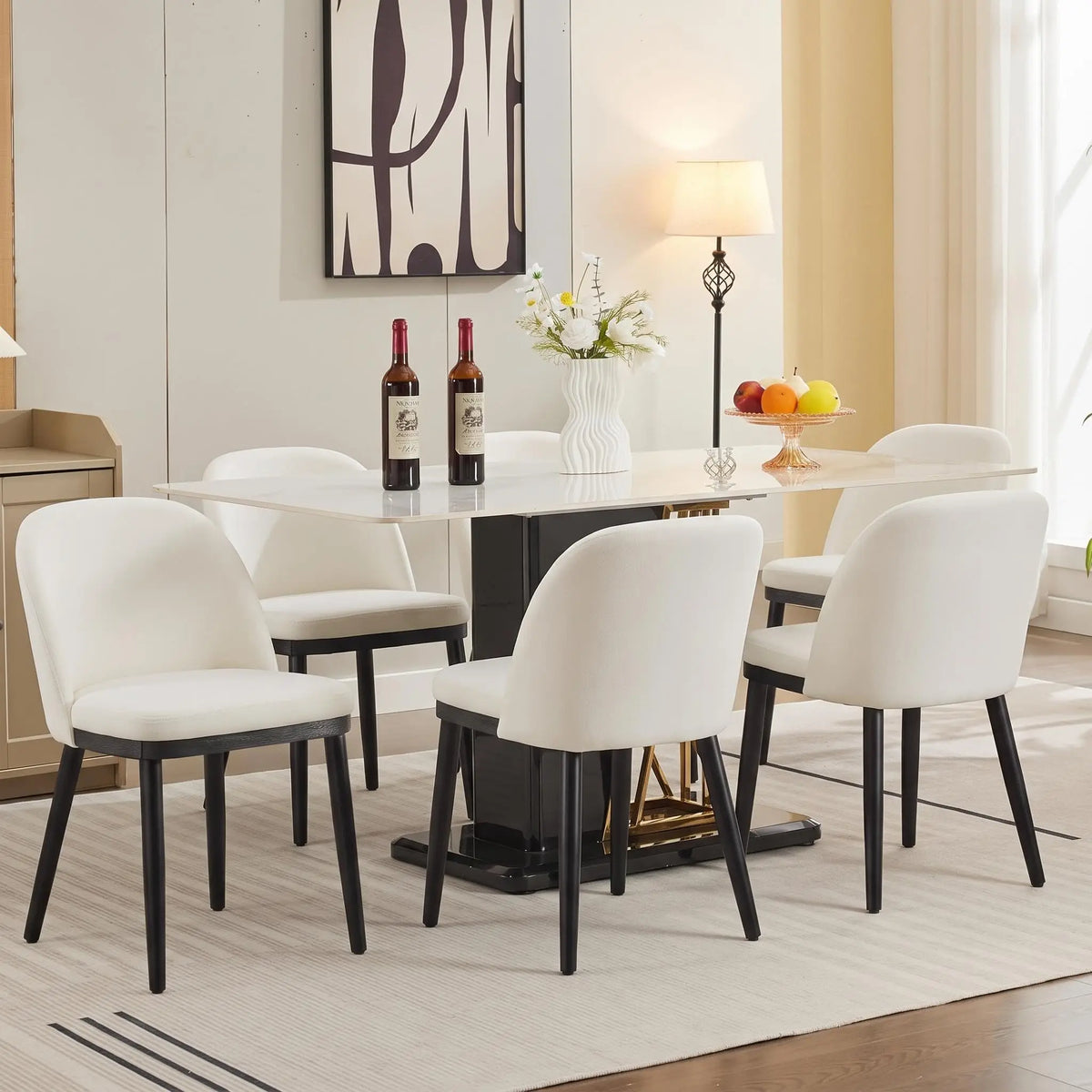 Modern Wooden Dining Chairs With Upholstered Seats And Reinforced Frames