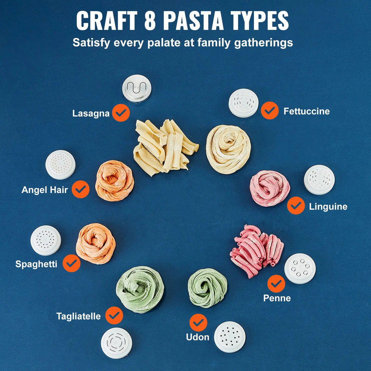 Automatic Electric Pasta Maker With 8 Noodle Shapes