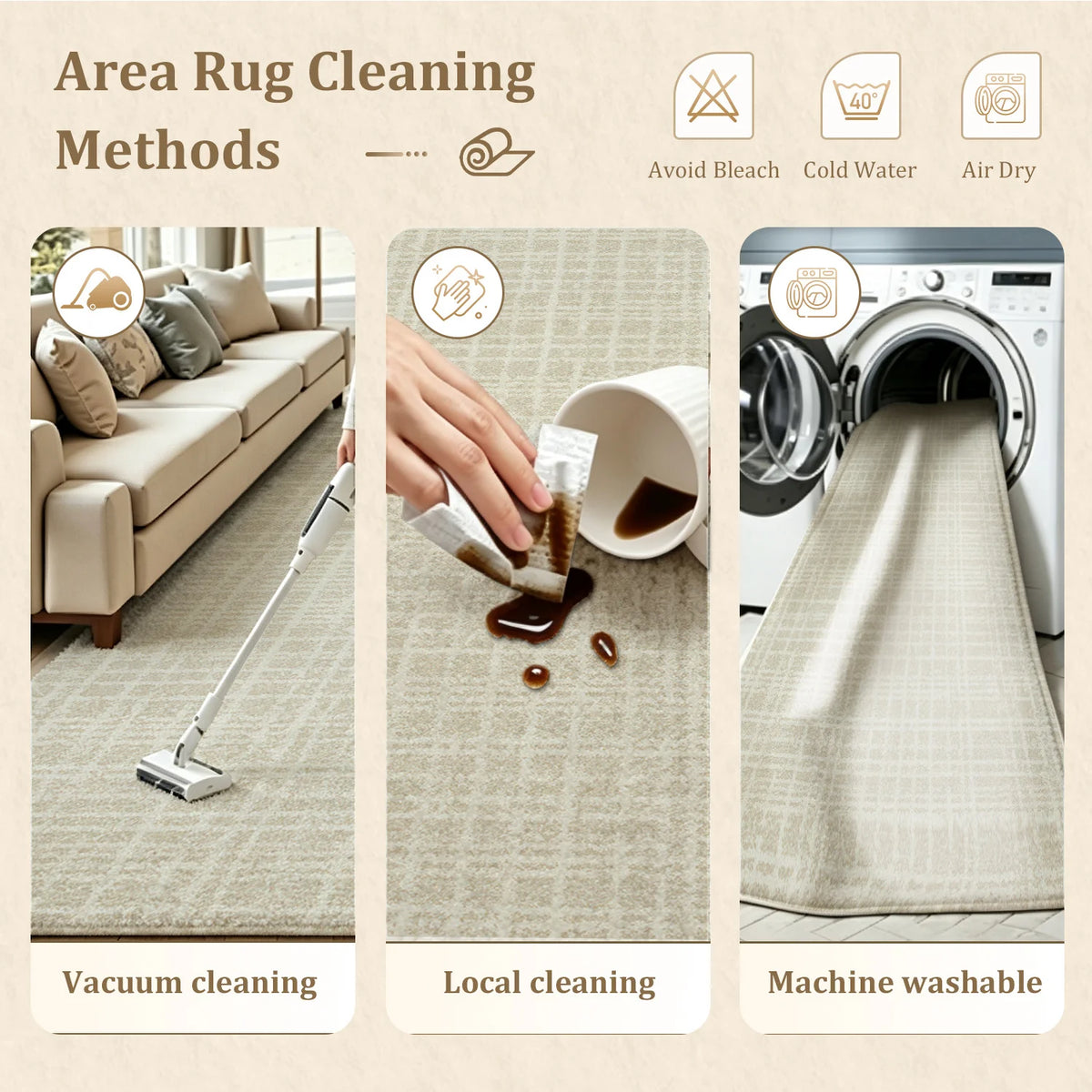 Soft Velvet Striped Area Rug With Non Slip Backing