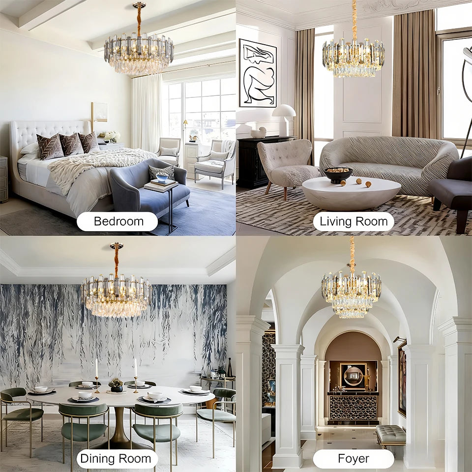 PIBAOGU Modern K9 Crystal Chandelier for Dining and Living Rooms