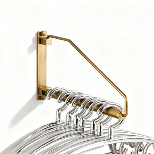 Folding Wall Mounted Brass Clothes Hanger Rack With Swing Arm