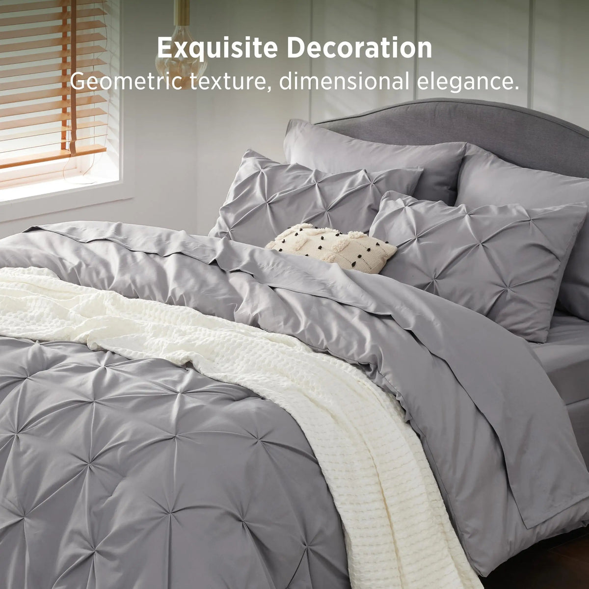 Luxury Pinch Pleat Microfiber Bedding Set With All Season Comforter