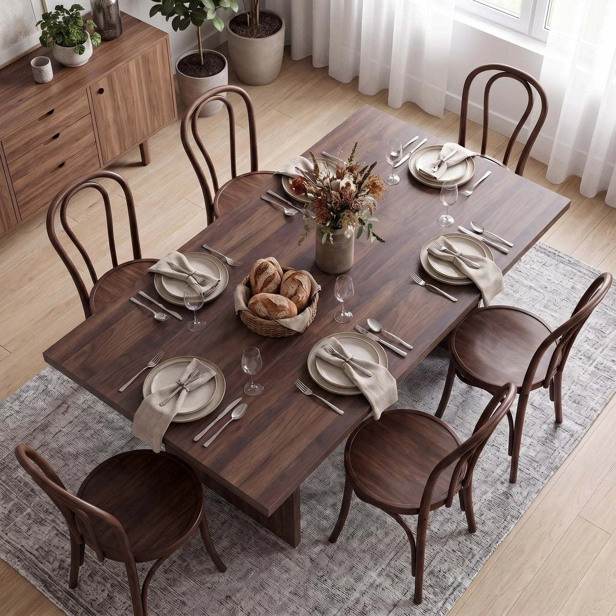 HiMISS Modern Rectangular Dining Table With Thick Wood Top