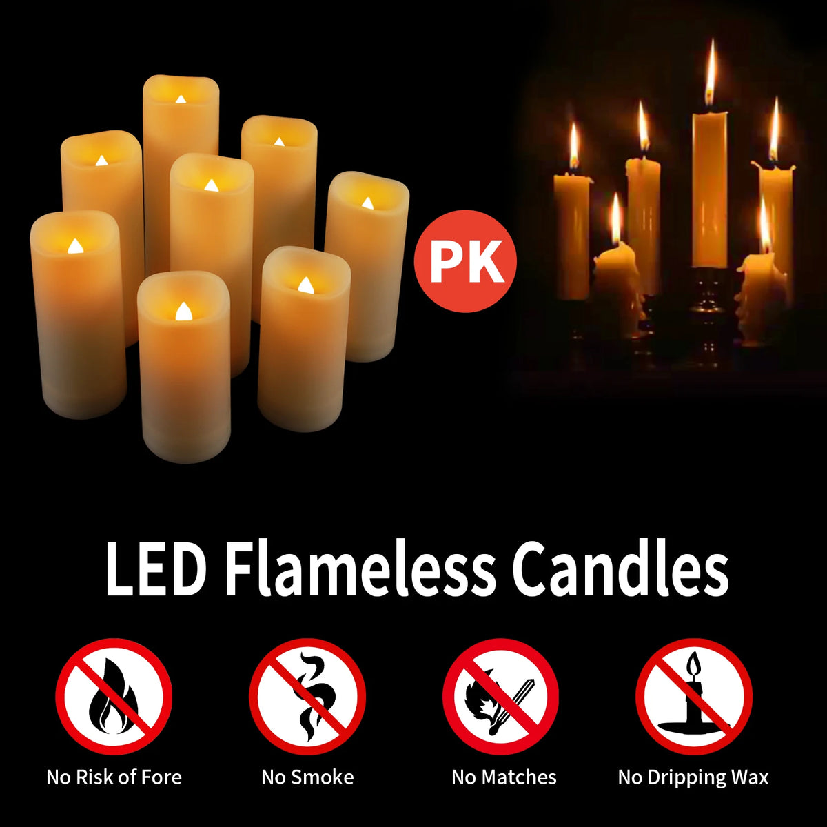 Waterproof Flameless Candles Set of 12 Battery Operated LED Pillar Candle with 2 Remote Controls & Timer Flickering Indoor Outdoor Electronic Lights  for Wedding Patio Easter Bathroom Home Decor