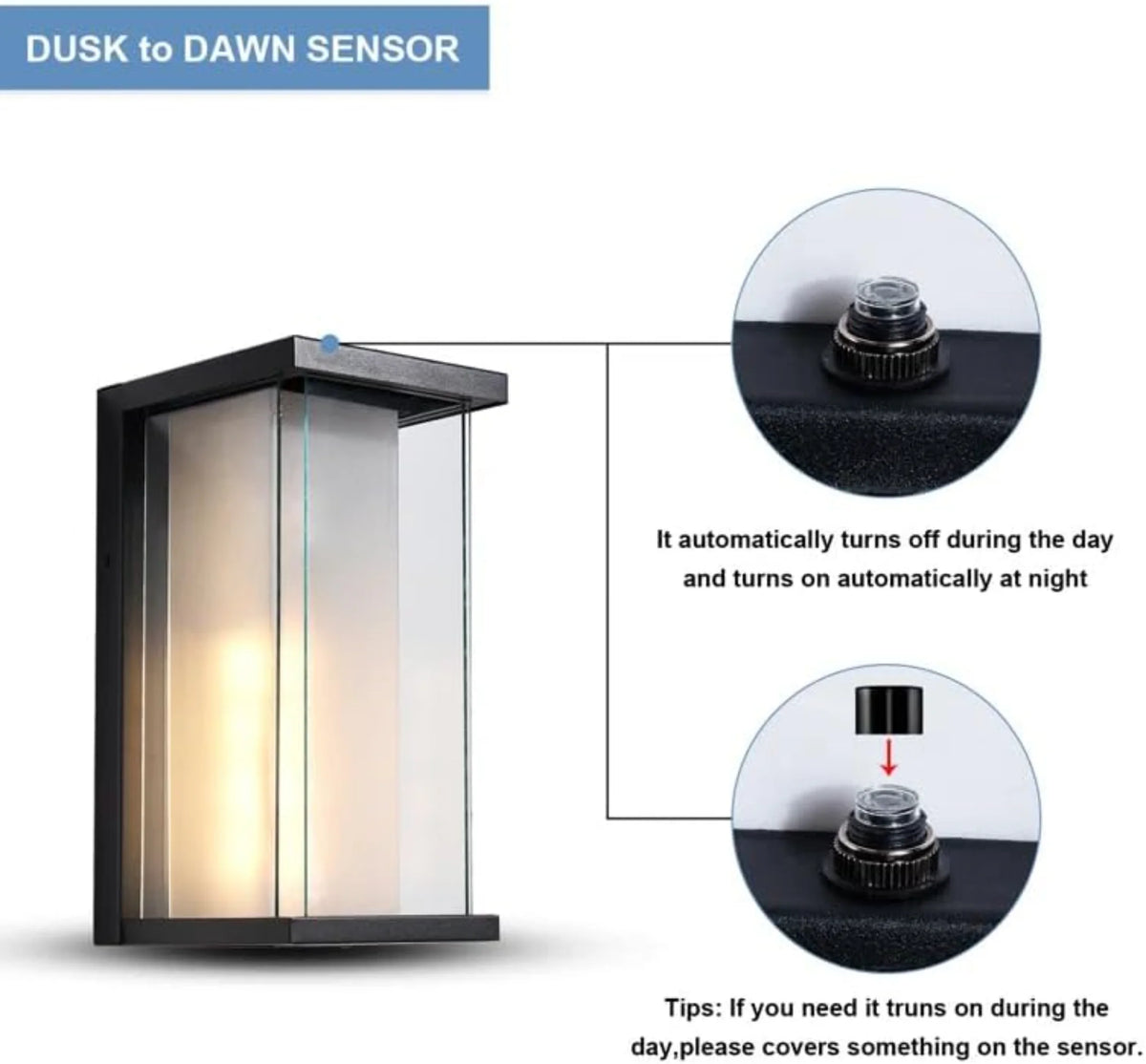 Dusk To Dawn Outdoor Sconce With Automatic Night Sensor