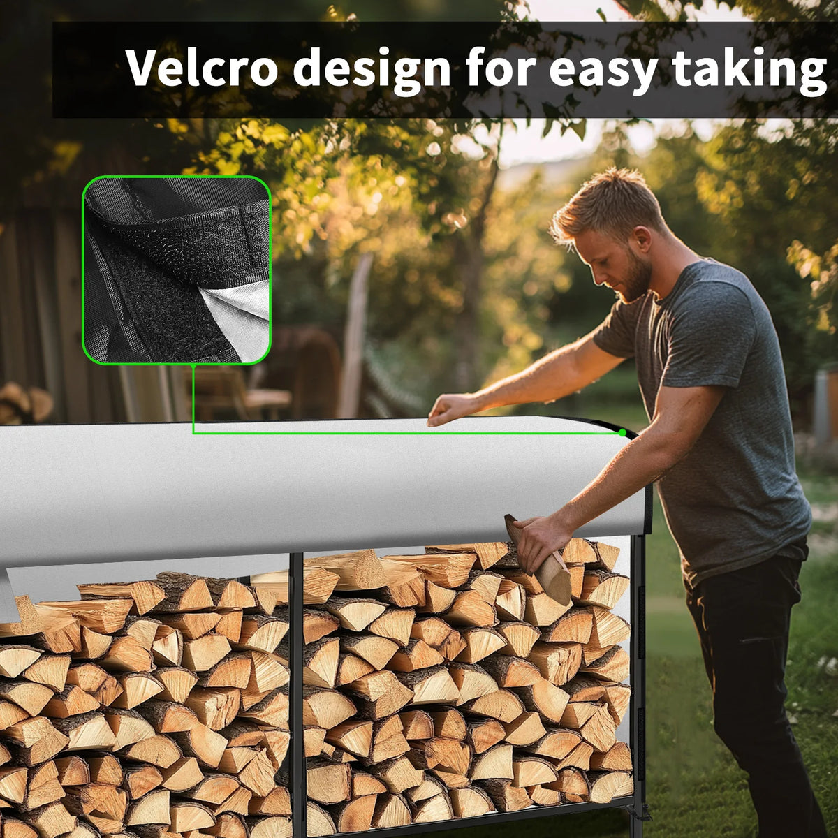 Waterproof Heavy Duty Firewood Rack Cover With Secure Buckle Straps